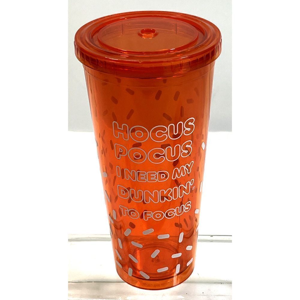 Dunkin Donuts Halloween Travel Mug Cup‎ Hocus Pocus Tumbler 24oz Glow In Dark